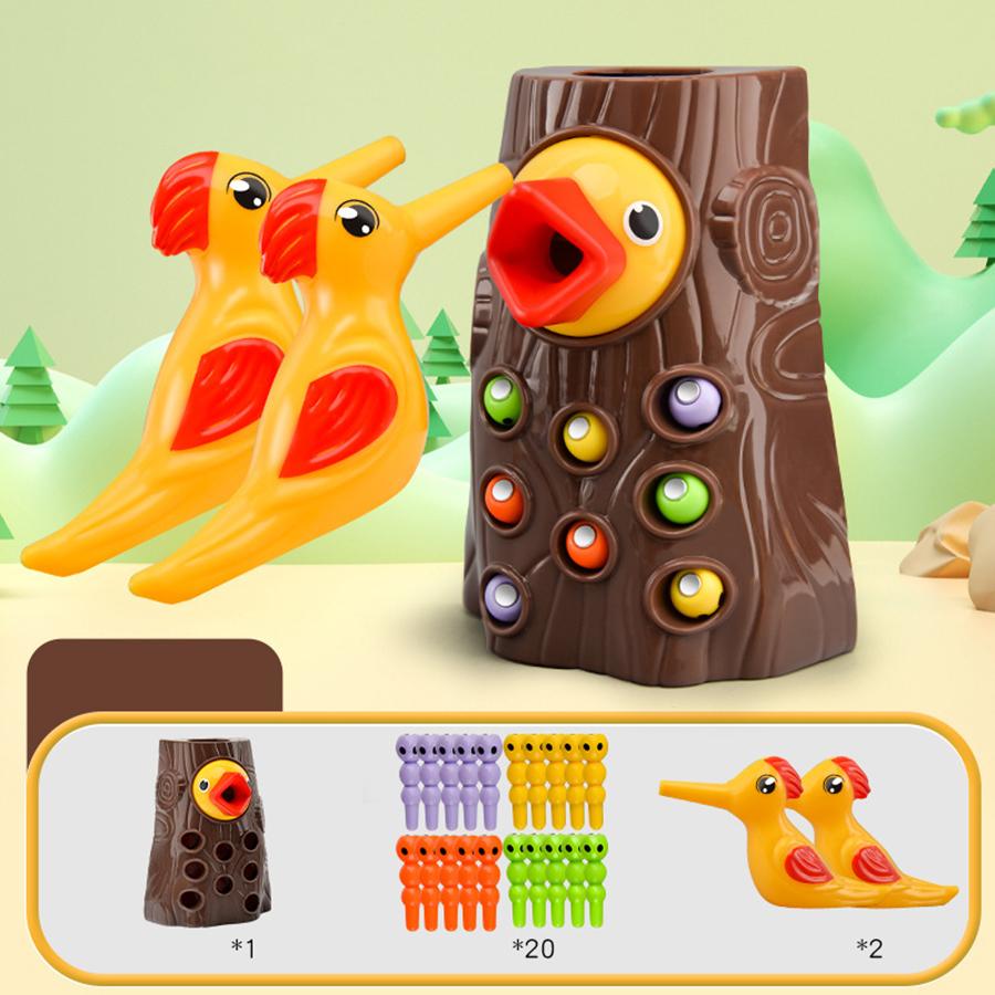 Toys Intelligence Development Of Woodpecker Insect Catching Game Toy, Early Education Magnetic Fishing for Gifts Kids Children