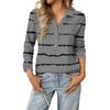 Women's Retro Street Lazy V,neck Long Sleeve Button Striped Pullover Top