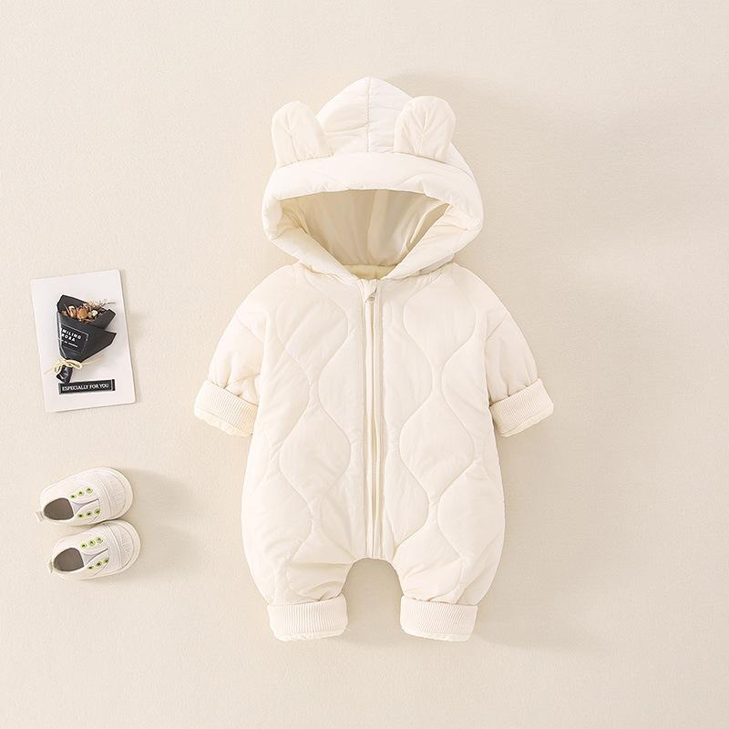 Cozy Thickened Zippered Romper for Baby Boys & Girls | Loose Fit, Baby Boy Winter Clothes, Cozy Babywear