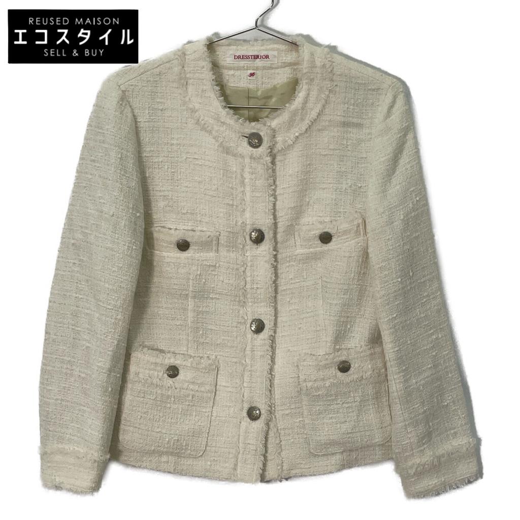 DRESSTERIOR 085-46001 White Fringed Tweed Jacket Jacket 36 whiteUsed