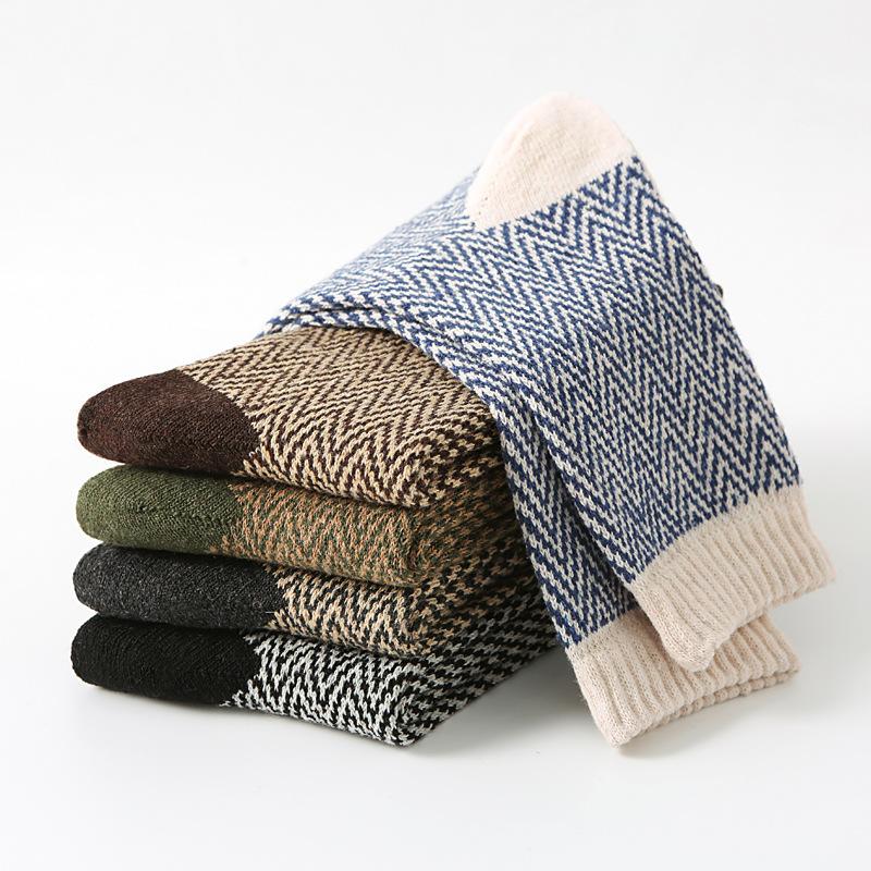 5/10 Pairs Autumn Winter Warm Thickened Rabbit Wool Socks Mid Calf Men's Socks Retro Ethnic Style Men's Wool Socks Comfortable