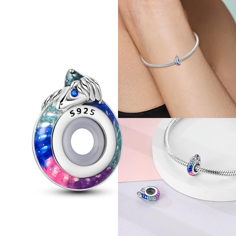 Copper Cute Colorful Unicorn Charms Beads Fit Original Bracele For Women Diy Bead For Matching Jewelry Making Gift