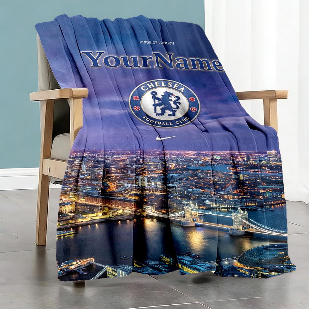 Chelsea Customize Text Blanket Throw Customizable Blanket Soft Warm Cozy Throw For Office Picnics Living Room Livingroom All-Season Use