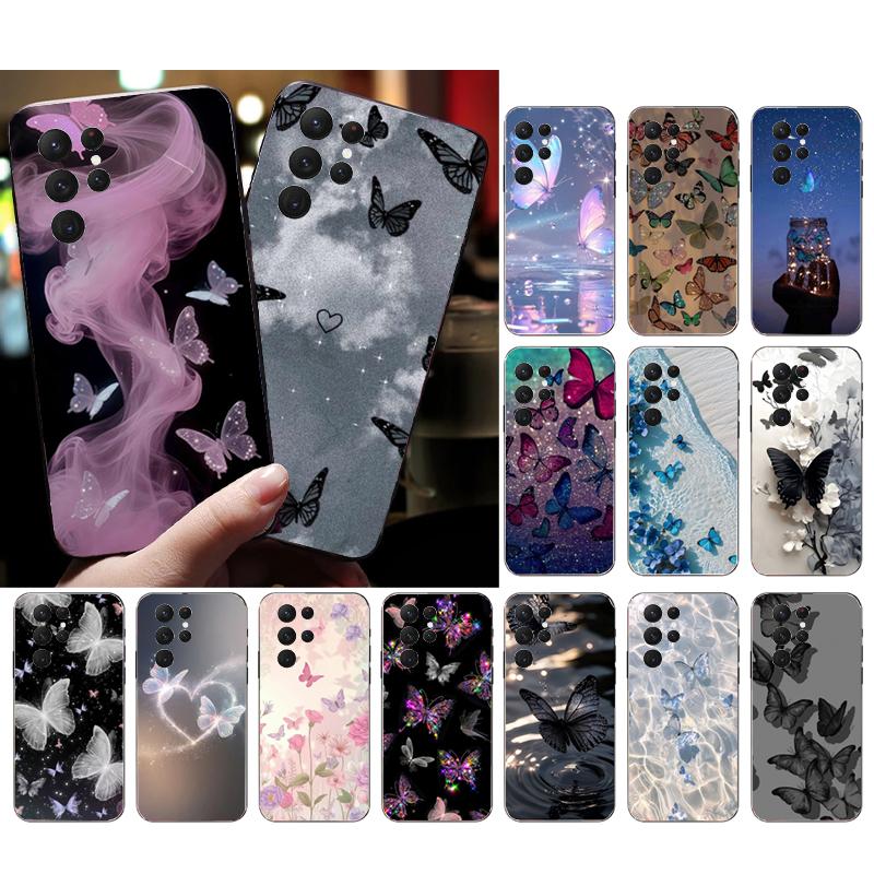 Purple Pink Butterfly Phone Case For Samsung Galaxy S26 S25 S24 S23 S22 Ultra S23 S22 S25 Plus S24 FE S26Edge