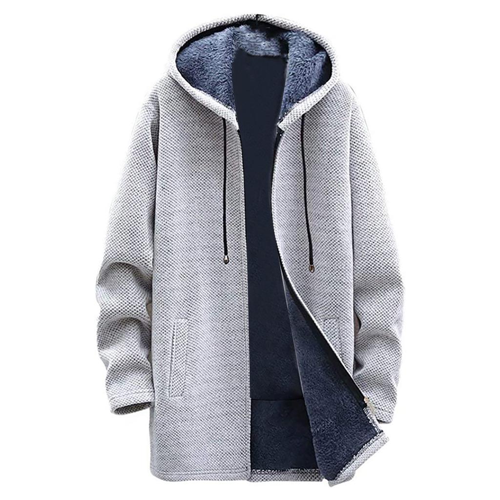 Men's Long Coat Jacket Outerwear Hooded Winter Hoodie Casual Cold