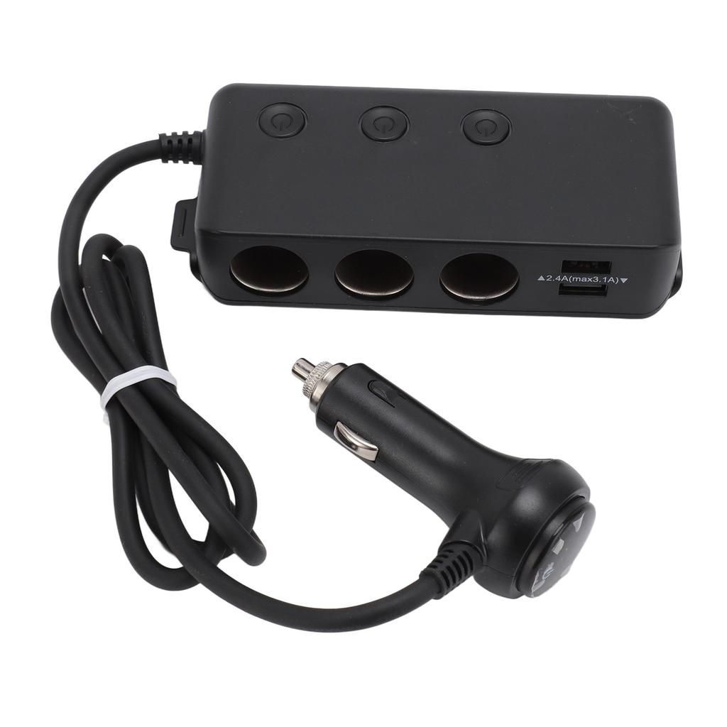 Cigarette Lighter Adapter 3 Socket 3 USB QC3.0 Multifunction Car Cigarette Lighter Splitter Power Adapter Outlet DC