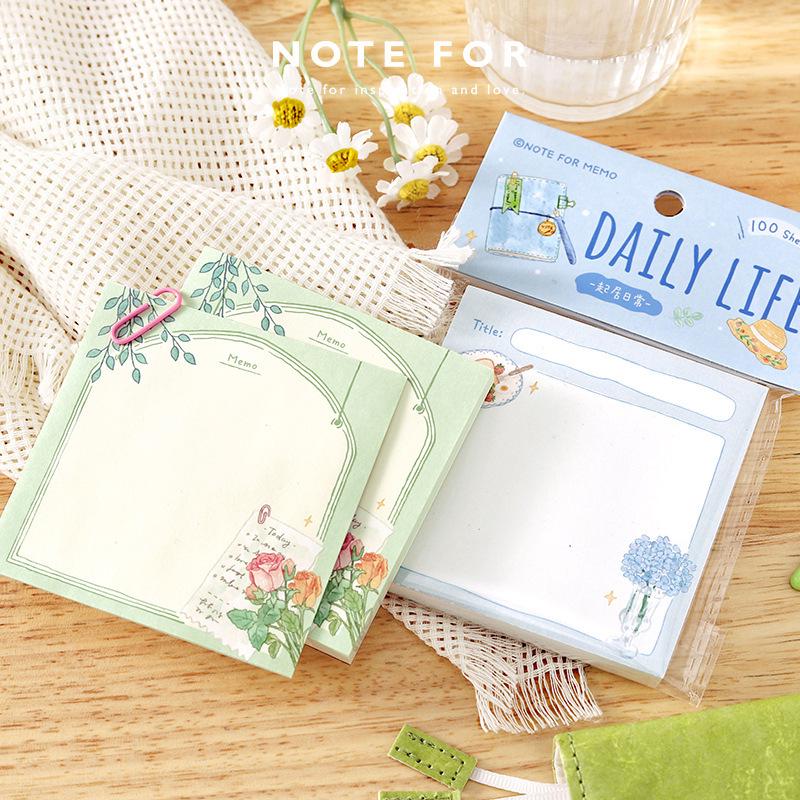Light Retro Self-Healing Sticky Notes: 100 Memo Sheets for Students