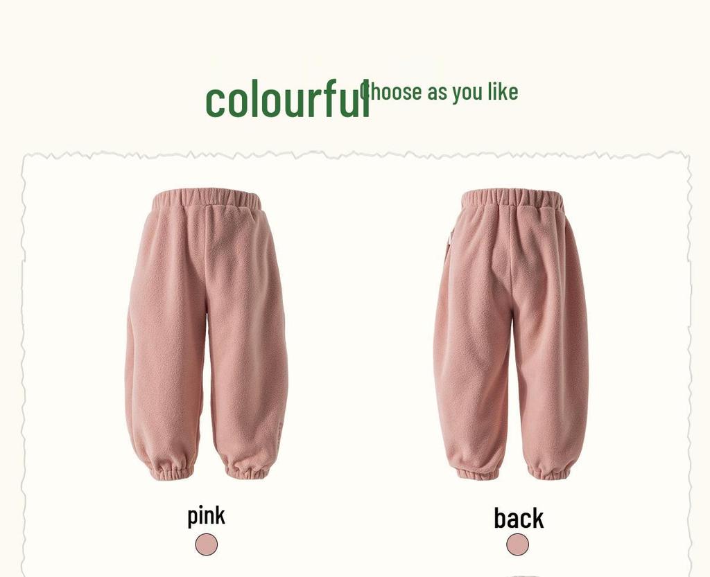 2025 Vinter Barn Fleecefodrade Uppvikta Vardagsbyxor