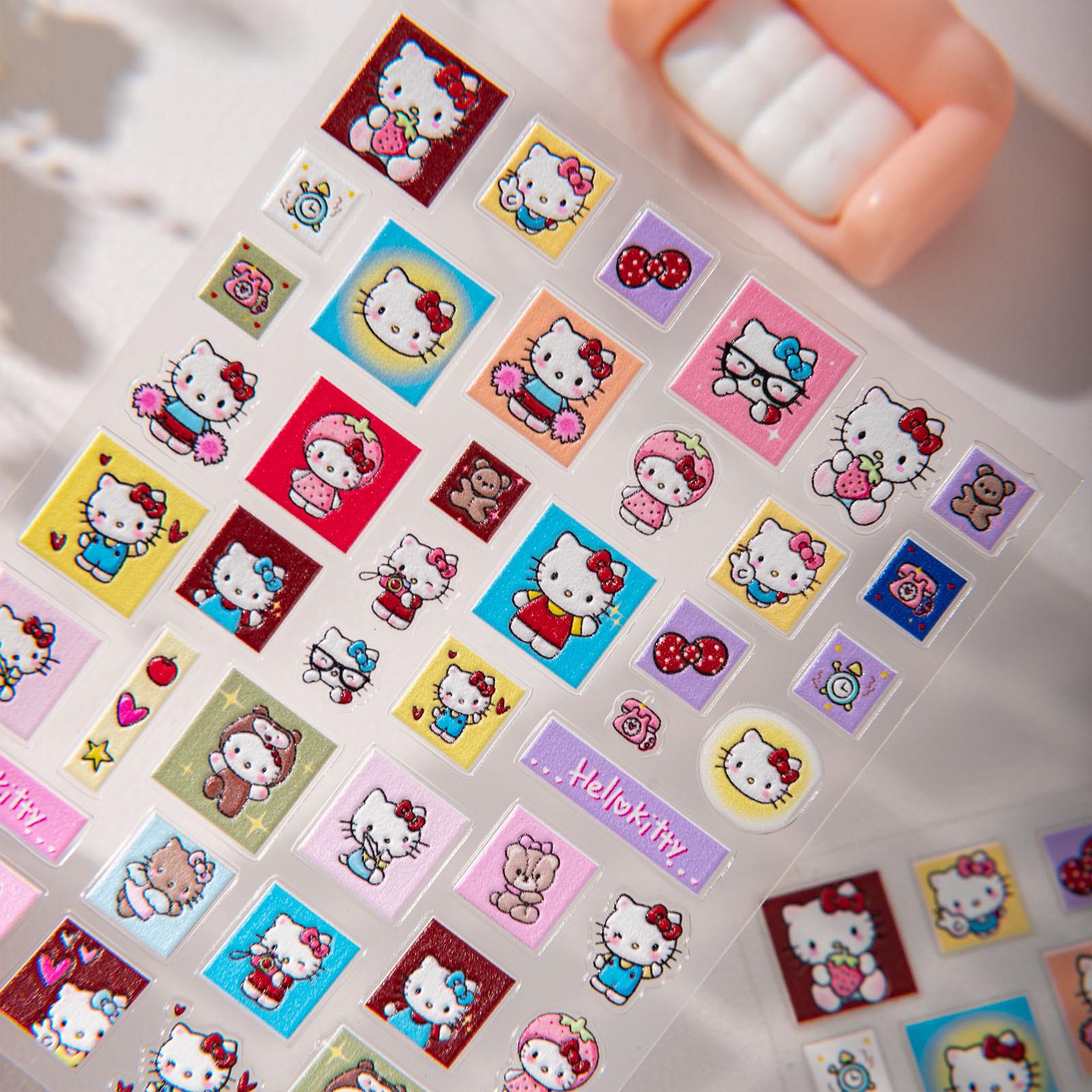 Наклейки для нейл-арта Cyansea Hello Kitty с тиснением - Милый дизайн Sanrio с фоторамкой CF-720