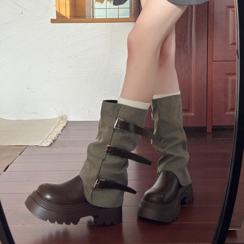 Yueyu thick-soled trousers, Martin boots, knight boots, women's 2025 new summer western cowboy stacking boots, tall boots