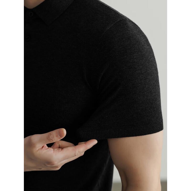 Hengyuanxiang Men's Merino Wool Knit Polo Shirt