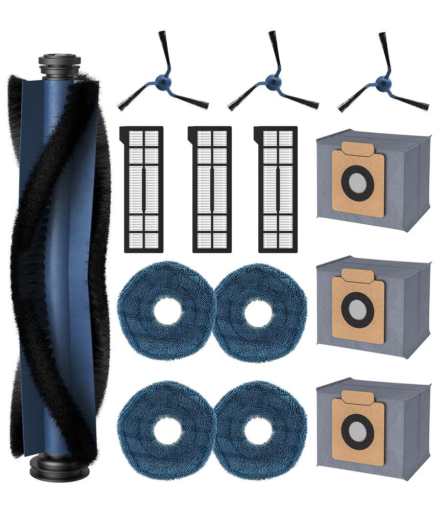 Compatible Robot Vacuum Accessories for Eufy X10 Pro Paper and Robot Vacuum Replacement Parts Omni, Filters, Bags, Brushes, Mops. 14-Piece Kit.