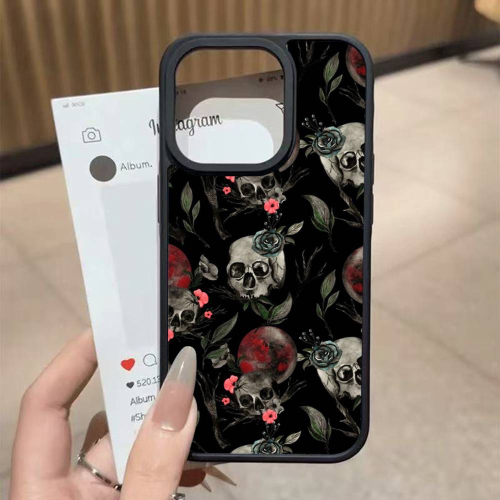 Skull Gothic Creepy Pastel Goth For iPhone 17 16 Pro Max Air 13 12 Mini 14 15 Plus 11 PC+TPU Back Cover