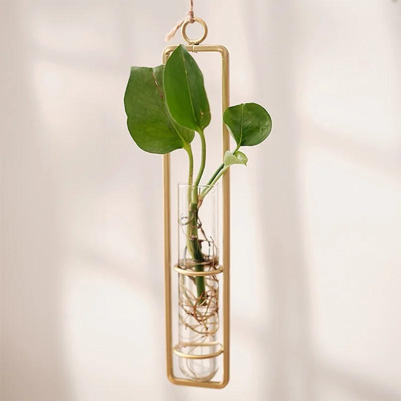 Home Decoration Flower Wall Vase Flower Nordic Test Tube Vases Clear Glass Container Wall Hanging Air Plant Flower Bottle Vase