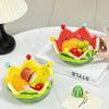 Creative Crown Watermelon Ceramic Fruit Bowl, Cute Salad Dessert Bowl with Fruit Fork for Home Use
