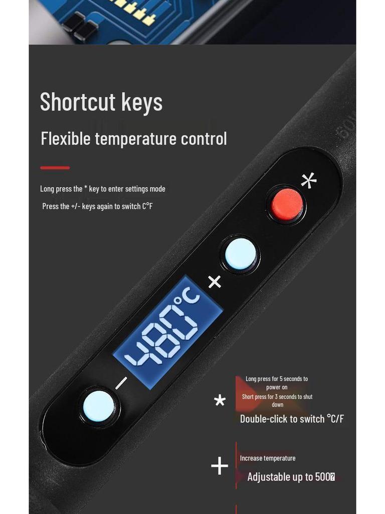 High-Power Digital Soldering Iron: Adjustable Temperature & Constant Heat Ceramic Core for Household Repair & Welding