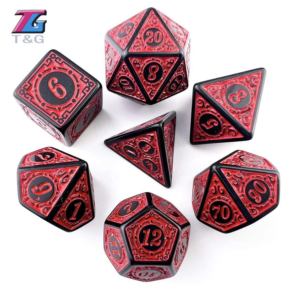 DND Dice Set Polyhedral Dice High Quality Plastic Dice Set Unique Patterns Amazing Retro Font Styles For Role Playing Games