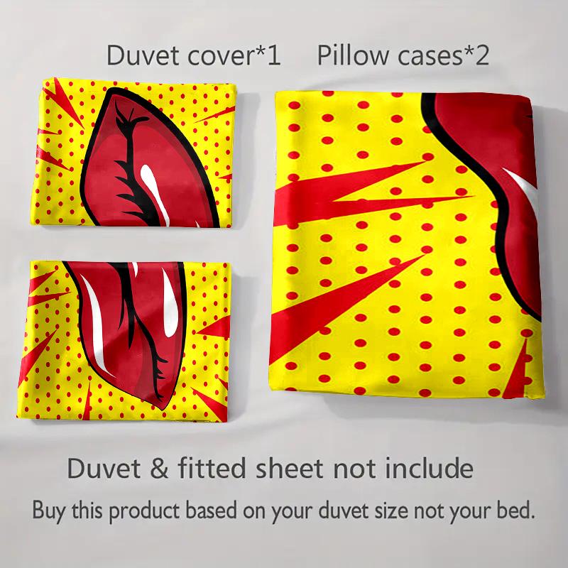 Pop art lips. Bedding Duvet cover sets Duvet covers Pillowcases gifts (1 * Duvet Cover 2 * Pillowcases, without duvet insert)