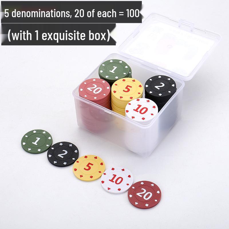 Boxed Set: 100 Plastic Baccarat Mahjong Poker Machine Tokens