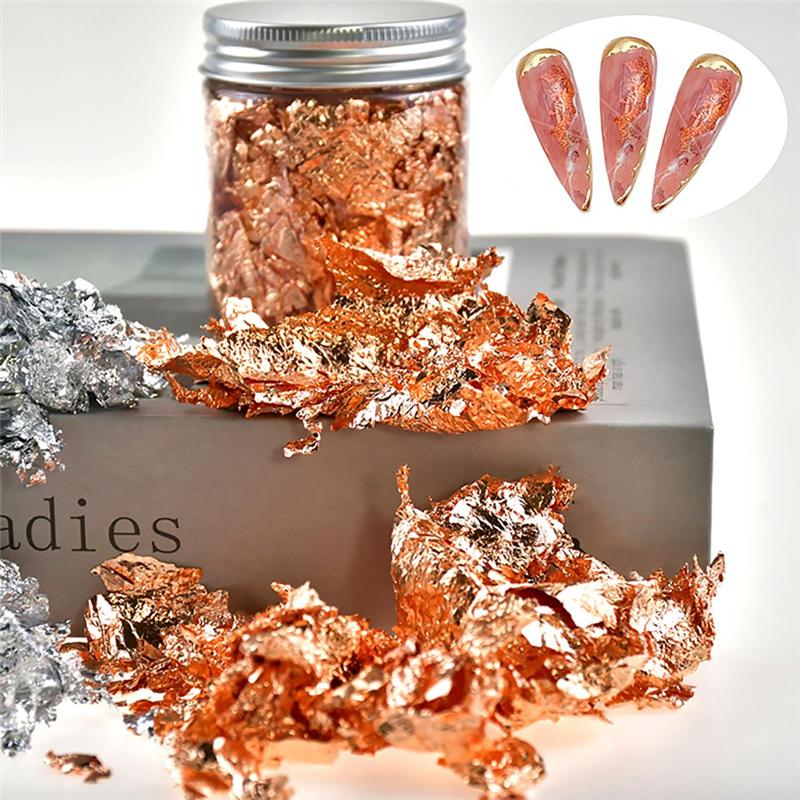 M-Modern-Imitation Gold, Silver & Copper Foil, Suitable For DIY Nail Art, Candle Mold Making, & Decorative Art.