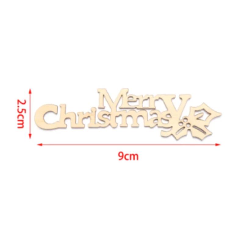 25szt 9cm Drewniane DIY Świąteczne Tagi Akcesoria Rzemieślnicze Naturalne Drewniane Litery Wesołych Świąt Wycinane Tabliczki Dekoracje Cardmaking