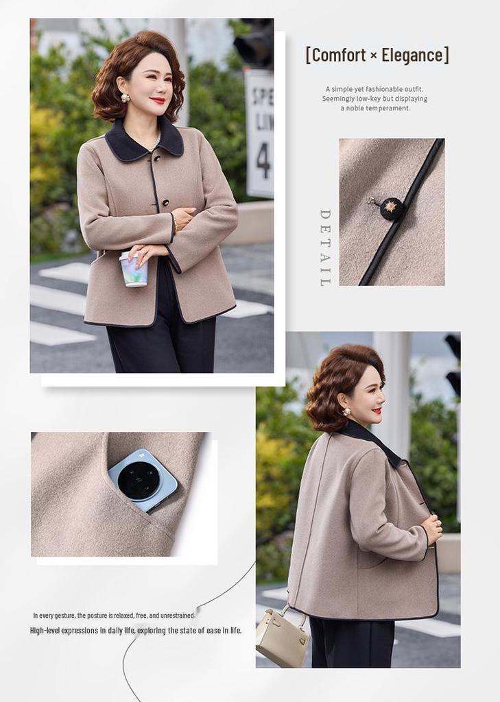 New 2026 Fashionable Spring Outerwear: Stylish Slimming Lapel Top for Middle-Aged and Elderly Women