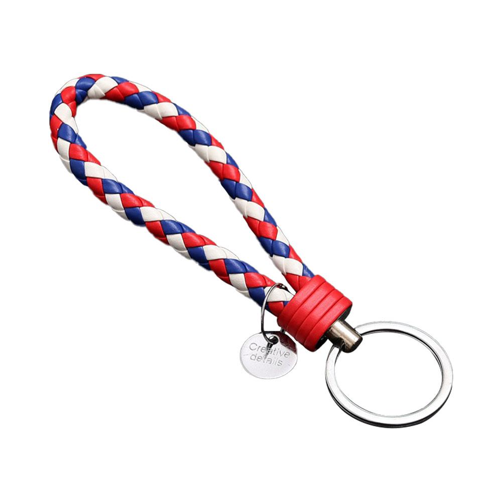 Leather Braided Woven Rope Keychain Diy Bag Pendant Key Car Holder Keyring