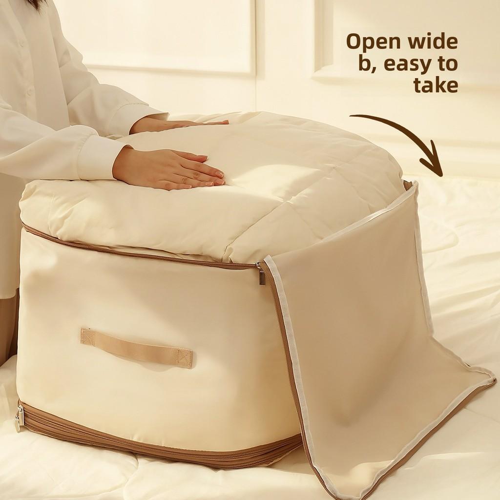 Cubic Flannel Storage Bag For Comforters And Clothing With Zipper For Bedroom And Travel Use