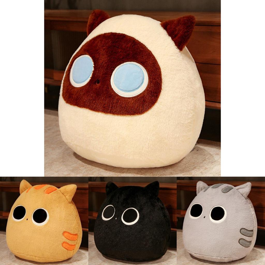 Adorable Black And Gray Cat Plush Pillow Soft Toy Cushion Doll For Cozy Decor