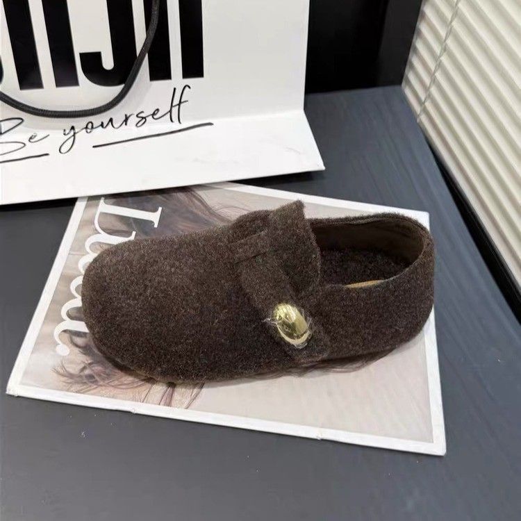 Warm two wear fleece warm stomping season lazy two wear casual fashion pedal Birkenstock fleece women's shoes