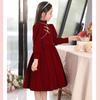 Modisches rotes Kleid für Mädchen Herbst und Winter, Plüsch-Prinzessinnenkleid für Kinder