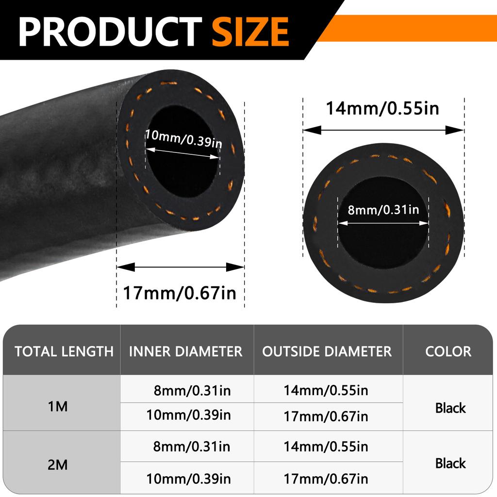 3/8 Fuel Line Hose NBR Rubber 10FT 200PSI J30R7 for Fuel Systems Engines Tube Hose