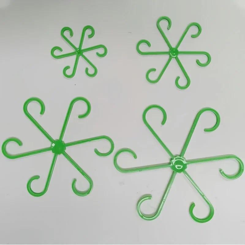 4 Plastic Plant Support Clips, Transparent Green Vine Climbing Frame, Adjustable Plant Stem Clips for Fixing and Upright Growth