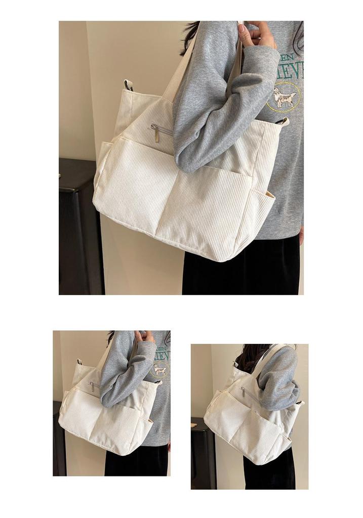 High-Capacity Women's Corduroy Tote - Stylish Cross-Border Commuter & Travel Bag