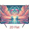 2D Pink Dolphin Heart Backdrop, Romantic Ocean Sunset Photography Backgr