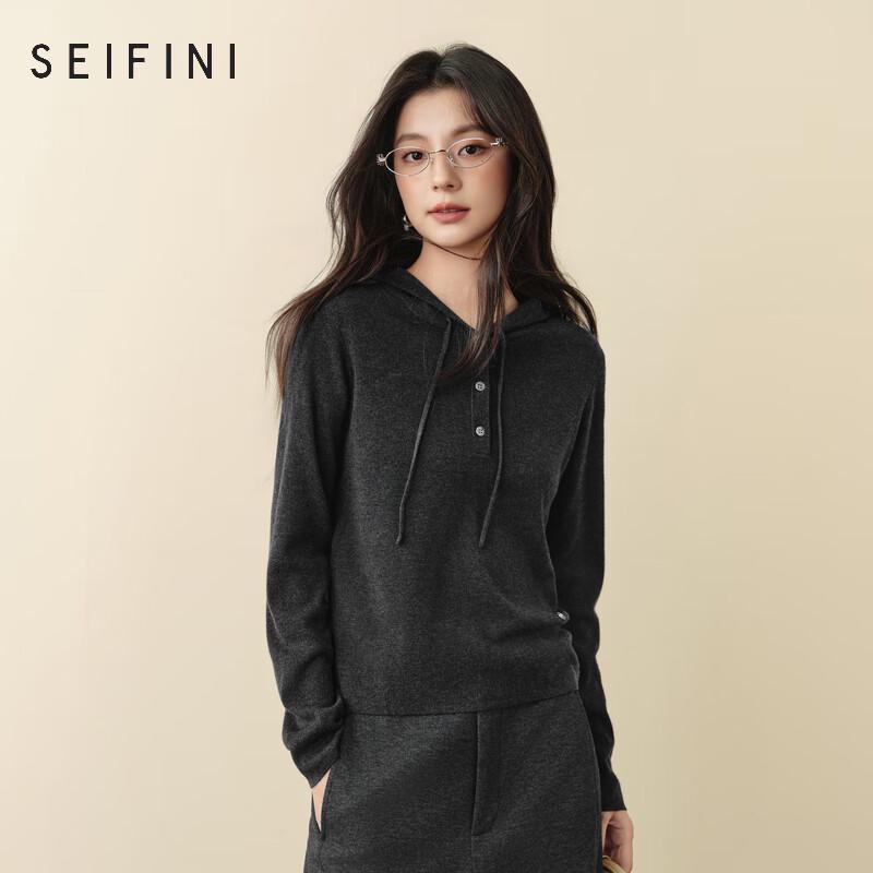 

SEIFINI Women s Casual Hooded Knit Sweater L
