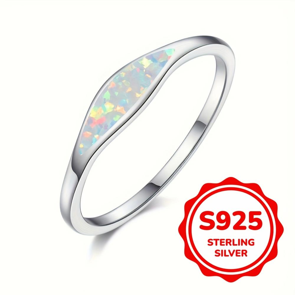 S925 Sterling Silver Engagement Rings for Women Blue Fire Opal Stone Ring Wedding Jewelry Valentine's Day Gift