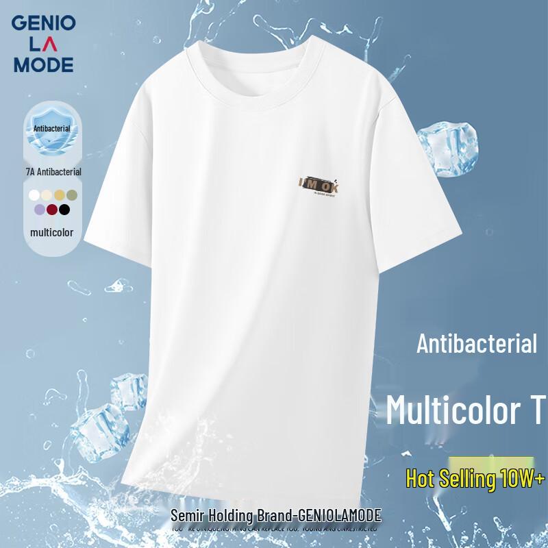 GENIOLAMODE Men s Printed Antibacterial Short Sleeve T-Shirt L