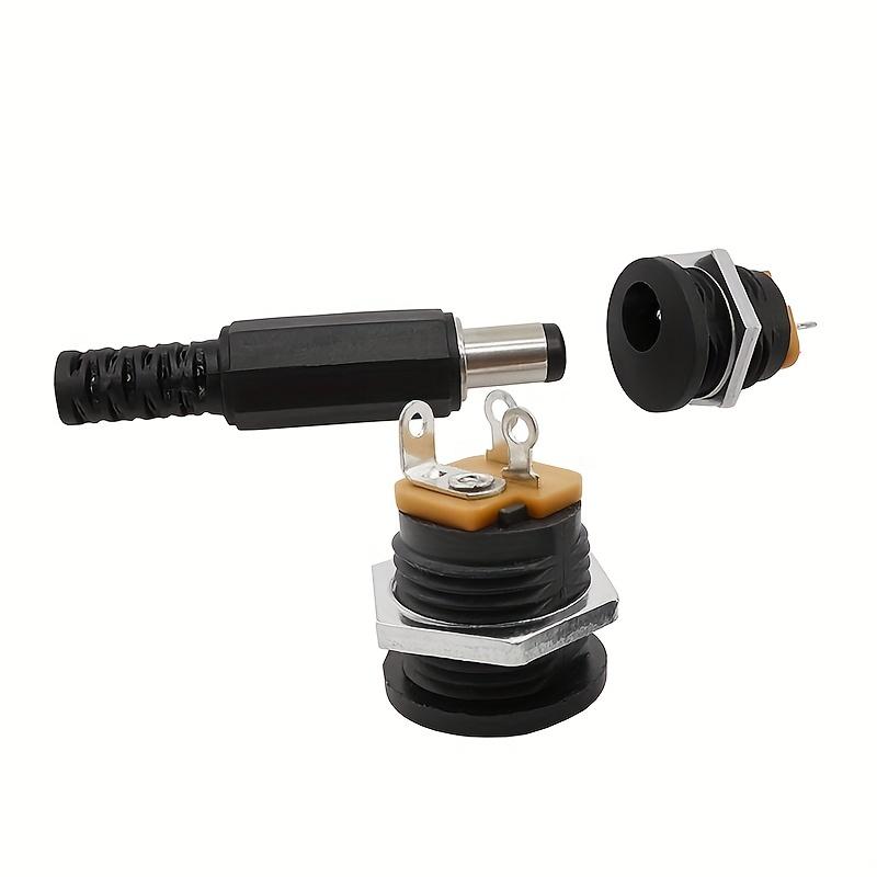 5Pairs DC12V 5.5 x 2.1mm Plastic Male Plugs DC Power Socket Female Jack Screw Nut Panel Mount Connector