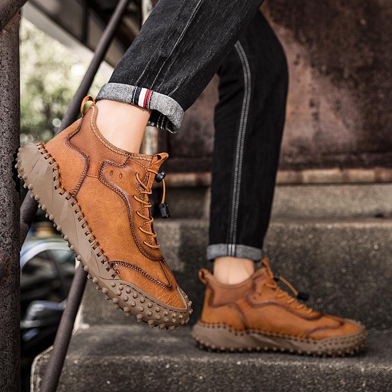 2023 Autumn/Winter Comfortable Hand-stitched Korean Style Genuine Leather Men's Casual Shoes