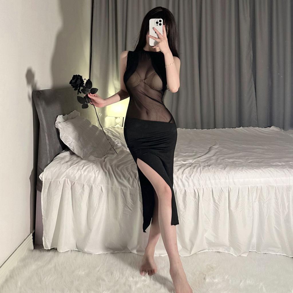 Sexy Underwear Women's Sexy Dress Long Dress Hip Skirt Nightclub Temptation Perspective Long Skirt Slim Skirt