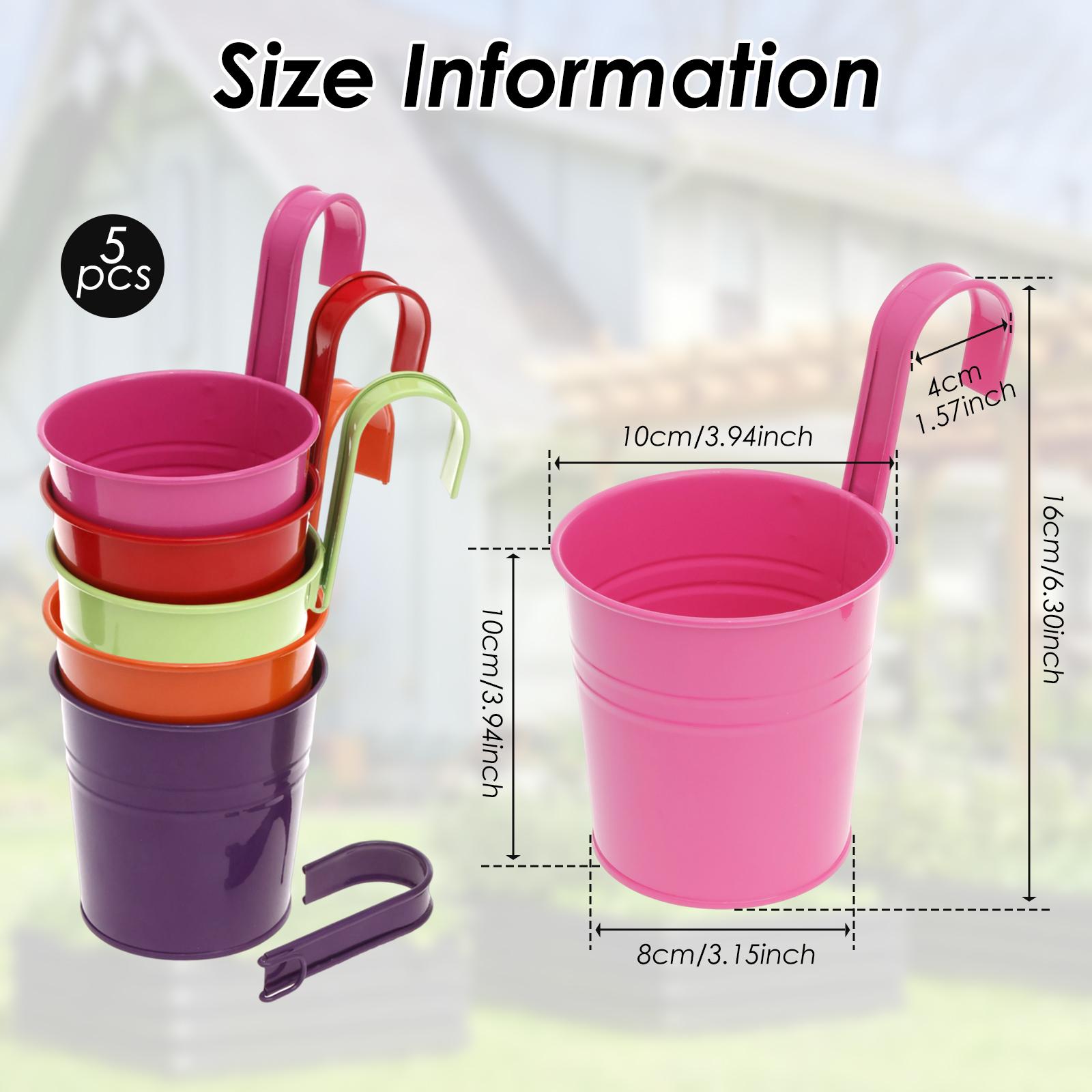 

5 шт. Металлические подвесные цветочные горшки Крюк Ведро Садовые кашпо с дренажным отверстием Балкон Сад Офис Кашпо Домашний декор