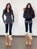 Women's Brushed Velvet Mid-Length Slim-Fit Hip-Hugging Base Layer Top - Autumn/Winter 2026 Collection