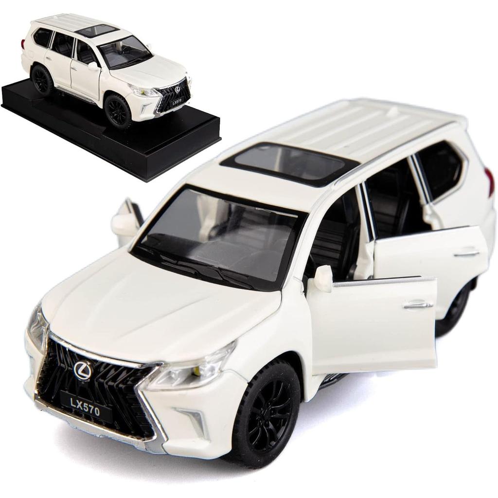 1/32 Scale Lexus LX570 Off-Road In Luxury SUV Model Car, Zinc Alloy Pull Back Toy Car with Sound and Light for Kids Boy Girl Gift