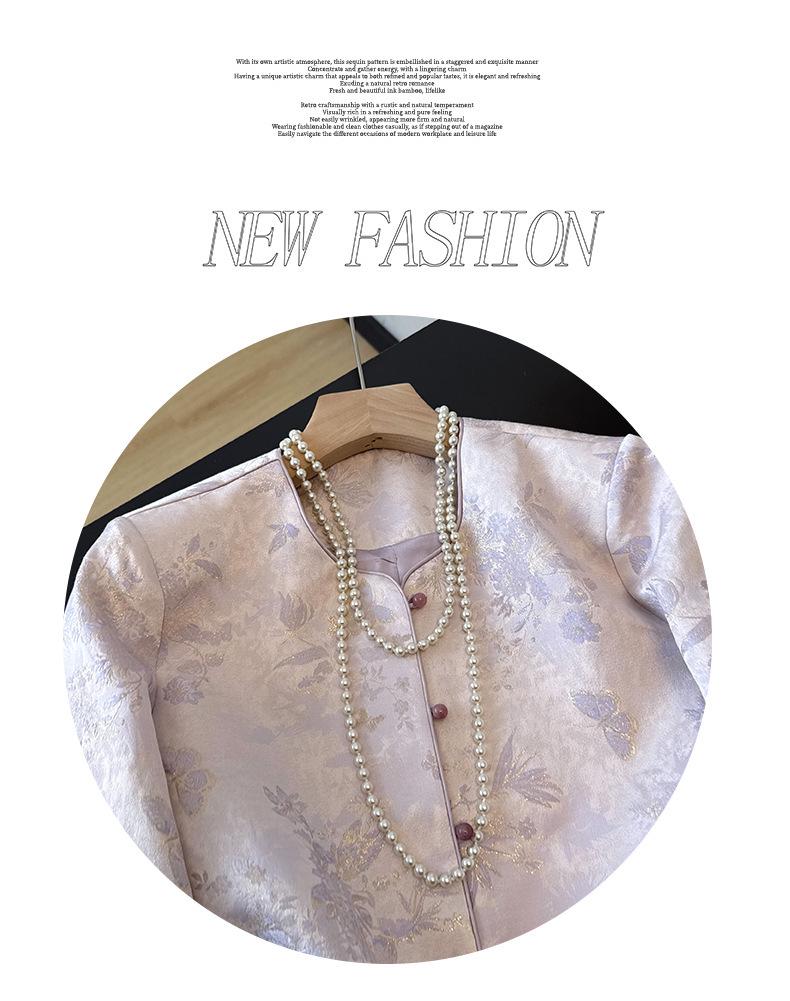 Chinese Style Satin Frog Button Plus Size Coat for Middle-aged Women