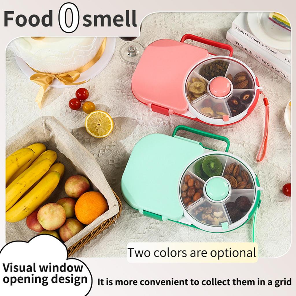 Snack Rotating Container Multifunction Sealing Lunch Box Sealed Fruit Tray with Lid Leakproof Road Trips for Veggie Kids Adults