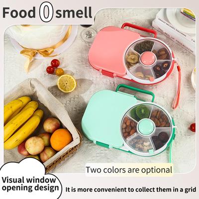 Contenitore Snack Rotante Multifunzione Sigillato Porta Pranzo Vassoio Sigillato per Frutta con Coperchio Antigoccia Viaggi su Strada per Bambini Veggie Adulti