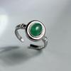 925 Sterling Silver Rings for Women Couple Minimalist Green Stone Ring Fine CZ Jewelry Birthday Gift Prevent Allergy
