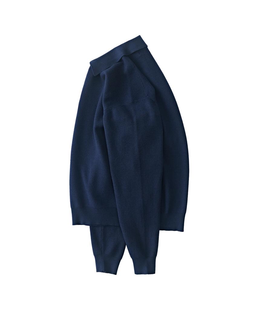 ANALOG MOOD Hachi Button-Up Collar Knit (Navy)