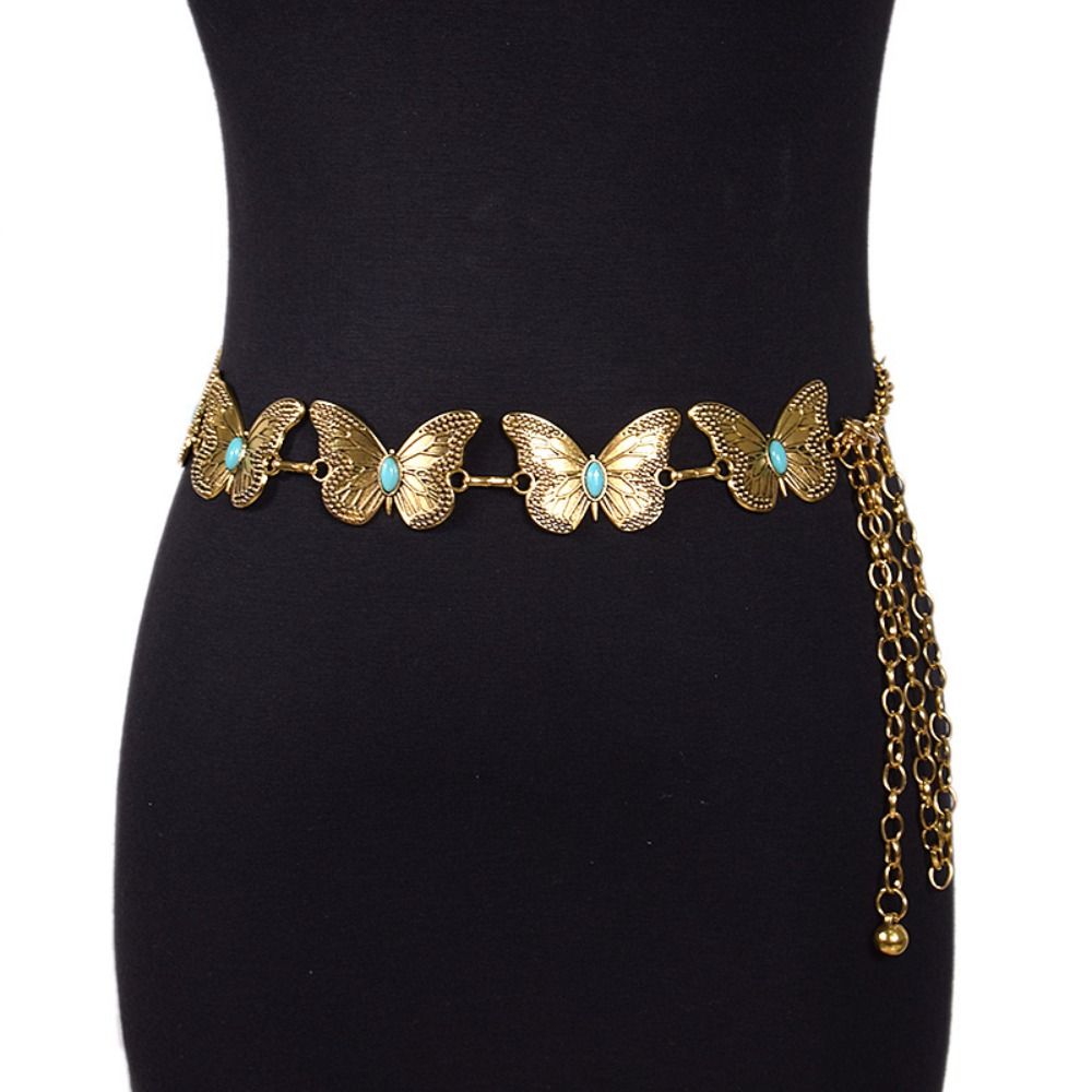 Vintage Turquoise Waist Chain Ethnic Style Beach Body Chain Retro Bohemian Waist Belt  Women